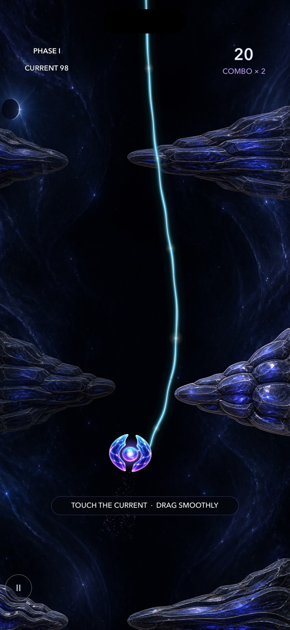 Celestial Void gameplay with gravity bending the living current